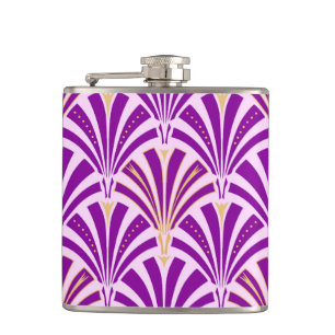 Art-Deco-Lüftermuster - lila und orchid Flachmann