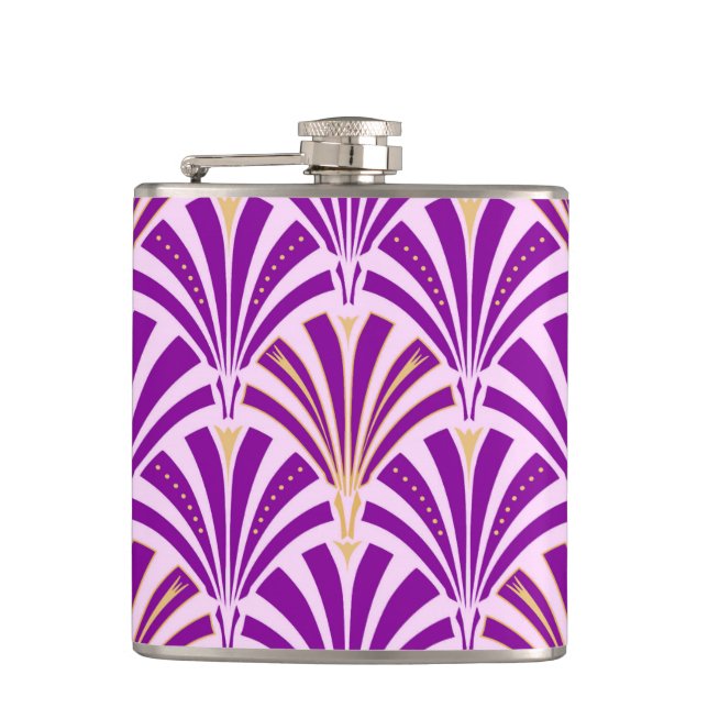 Art-Deco-Lüftermuster - lila und orchid Flachmann (Vorderseite)