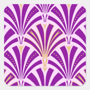 Art-Deco-Lüftermuster - lila und orchid Quadratischer Aufkleber
