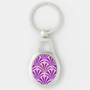 Art-Deco-Lüftermuster - lila und orchid Schlüsselanhänger