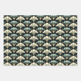 Art Deco Lüftermuster Matte Wrapping Paper Sheets Geschenkpapier Set