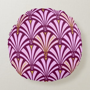 Art-Deco-Lüftermuster - orchid und lila Rundes Kissen