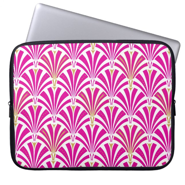 Art-Deco-Lüftermuster - Pfefferminz-Rosa Laptopschutzhülle (Vorderseite)