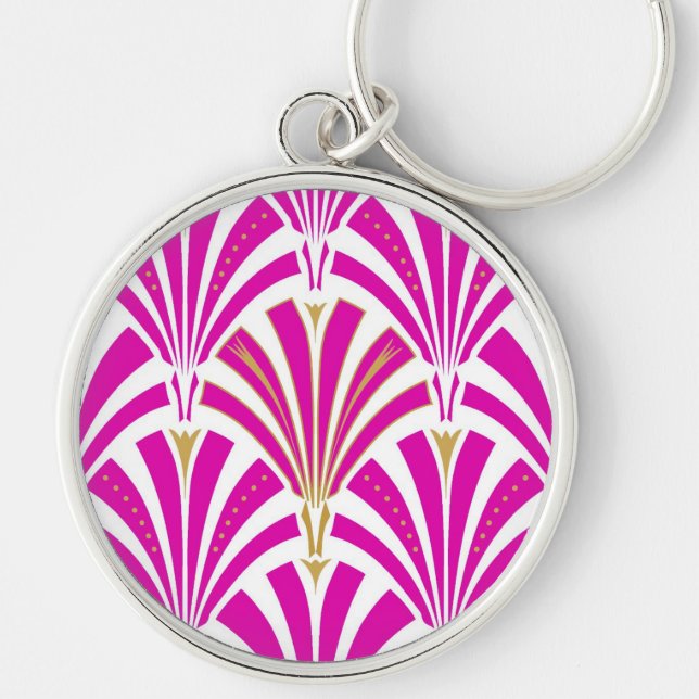 Art-Deco-Lüftermuster - Pfefferminz-Rosa Schlüsselanhänger (Vorne)