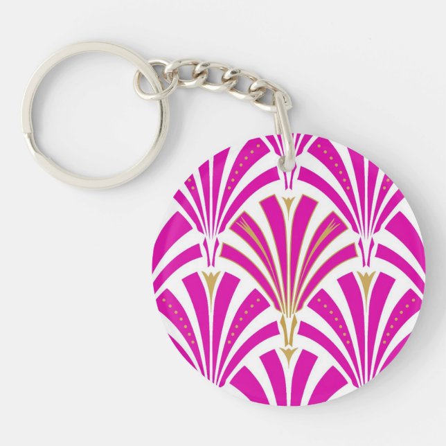 Art-Deco-Lüftermuster - Pfefferminz-Rosa Schlüsselanhänger (Vorderseite)