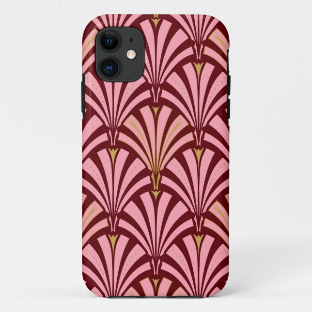 Art-Deco-Lüftermuster - Rosa und Maron Case-Mate iPhone Hülle (Rückseite)
