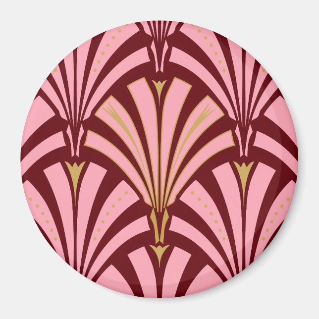 Art-Deco-Lüftermuster - Rosa und Maron Magnet (Vorne)