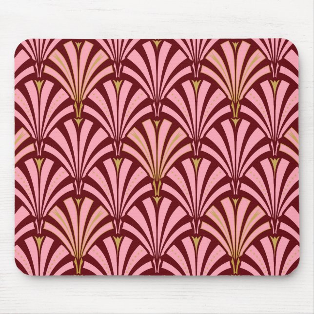 Art-Deco-Lüftermuster - Rosa und Maron Mousepad (Vorne)