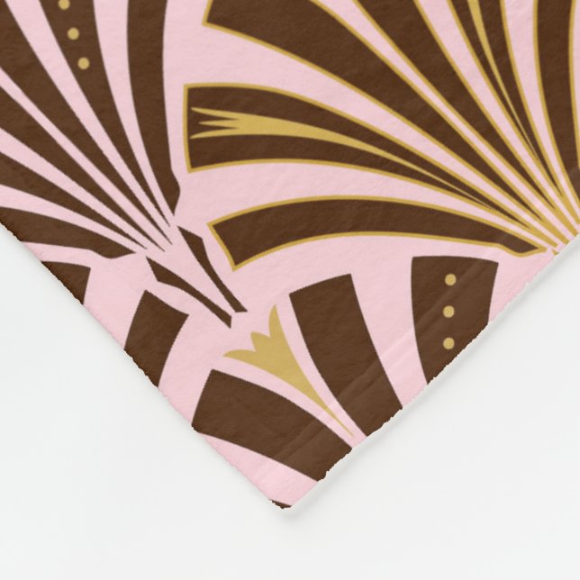 Art-Deco-Lüftermuster - Schokolade auf rosa Fleecedecke (Ecke)