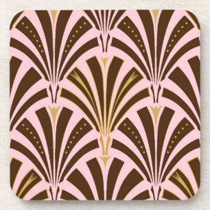 Art-Deco-Lüftermuster - Schokolade auf rosa Getränkeuntersetzer