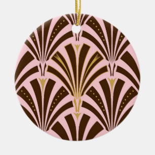 Art-Deco-Lüftermuster - Schokolade auf rosa Keramik Ornament