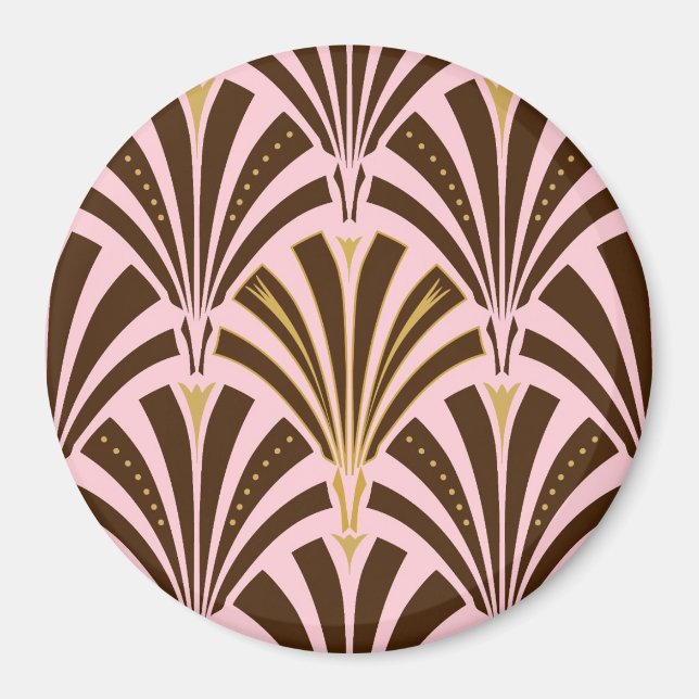 Art-Deco-Lüftermuster - Schokolade auf rosa Magnet (Vorne)