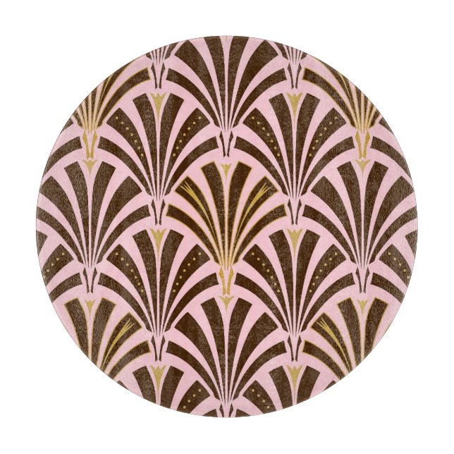 Art-Deco-Lüftermuster - Schokolade auf rosa Schneidebrett (Vorderseite)