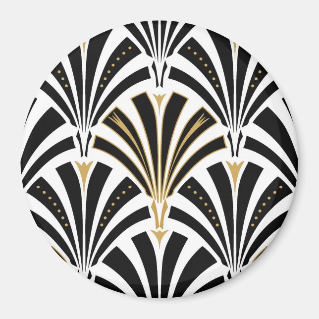 Art-Deco-Lüftermuster - Schwarzweiß Magnet (Vorne)