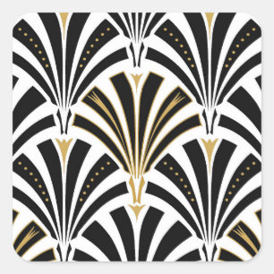 Art-Deco-Lüftermuster - Schwarzweiß Quadratischer Aufkleber