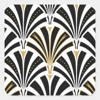 Art-Deco-Lüftermuster - Schwarzweiß Quadratischer Aufkleber