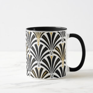 Art-Deco-Lüftermuster - Schwarzweiß Tasse