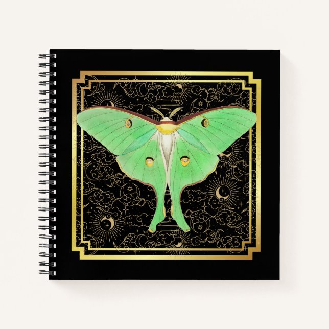 Art Deco Luna Moth Notizbuch (Vorderseite)