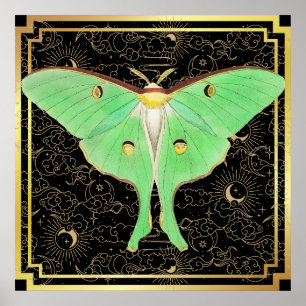 Art Deco Luna Moth Poster