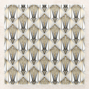 Art Deco, luxuriöses Goldmotiv Glasuntersetzer