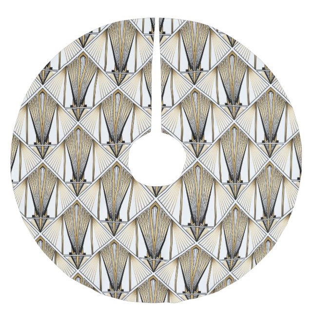 Art Deco, luxuriöses Goldmotiv Polyester Weihnachtsbaumdecke (Vorderseite)