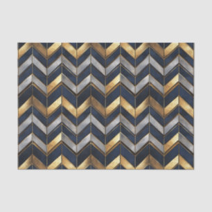 "Art Deco Luxus Design: Gold, Silver & Blue Seidenpapier