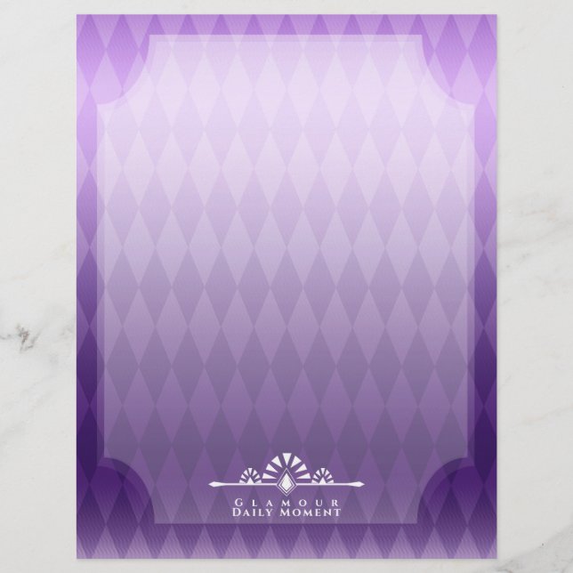 Art Deco Luxus Lila Briefbogen (Vorderseite)