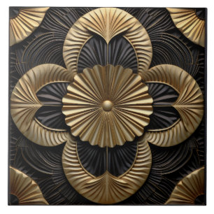 Art Deco Luxus Schwarz und Gold Fliese