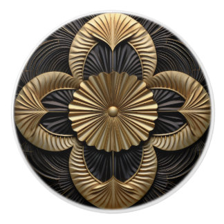 Art Deco Luxus Schwarz und Gold Keramikknauf