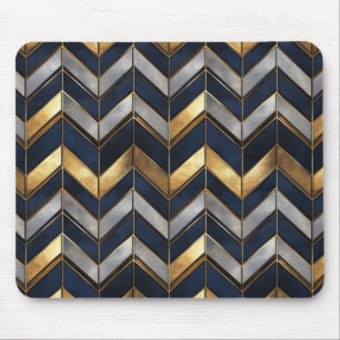 "Art Deco Luxusdesign: Gold, Silber & Blau Mousepad