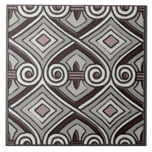 Art Deco macht Persia (Grau, Oxblut, Mauve) Fliese