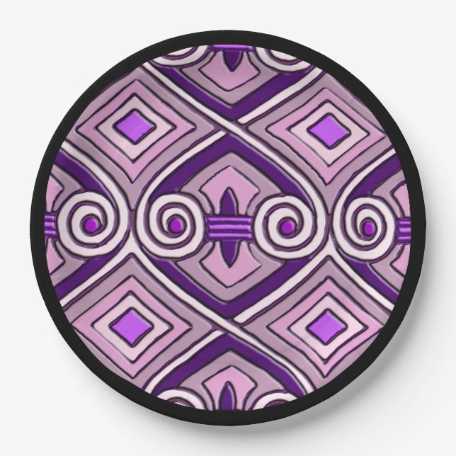 Art Deco macht Persia (helle Purples) Pappteller (Vorderseite)