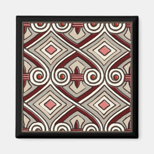 Art Deco macht Persia (Tan, Coral, Gray und Maroon Magnet