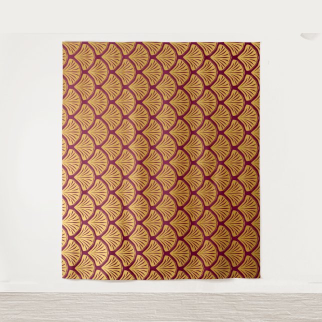 Art Déco Magenta Magenta Wandteppich (Vorderseite)