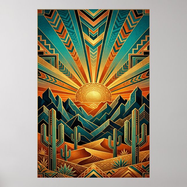 Art Deco Majestic Mesa Poster - Geometric Desert (Vorne)