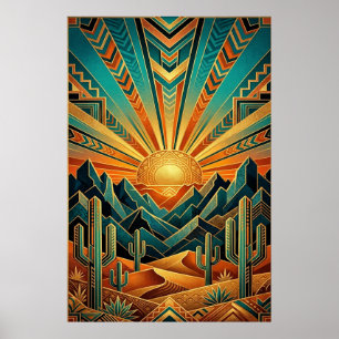 Art Deco Majestic Mesa Poster - Geometrische Wüste