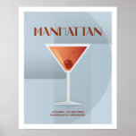 Art Deco Manhattan Poster<br><div class="desc">Diese Manhattan-Abbildung ist Teil der Classic Cocktail Collection. Gezeichnet in einem Art Deko Stil mit den grundlegenden Rezepten für die Erstellung des Cocktails.</div>