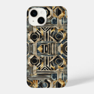 Art-deco marble Black and gold Jazzy Geometric iPhone 14 Hülle