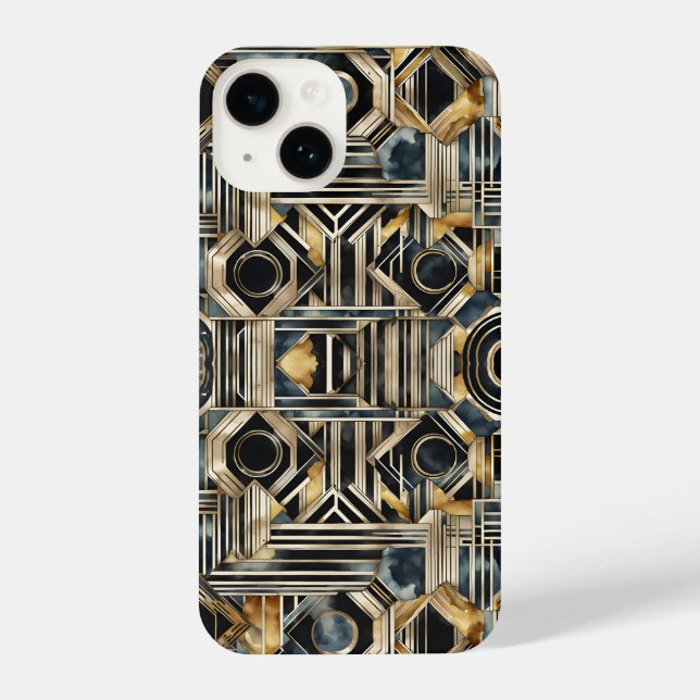 Art-deco marble Black and gold Jazzy Geometric  iPhone Hülle (Rückseite)