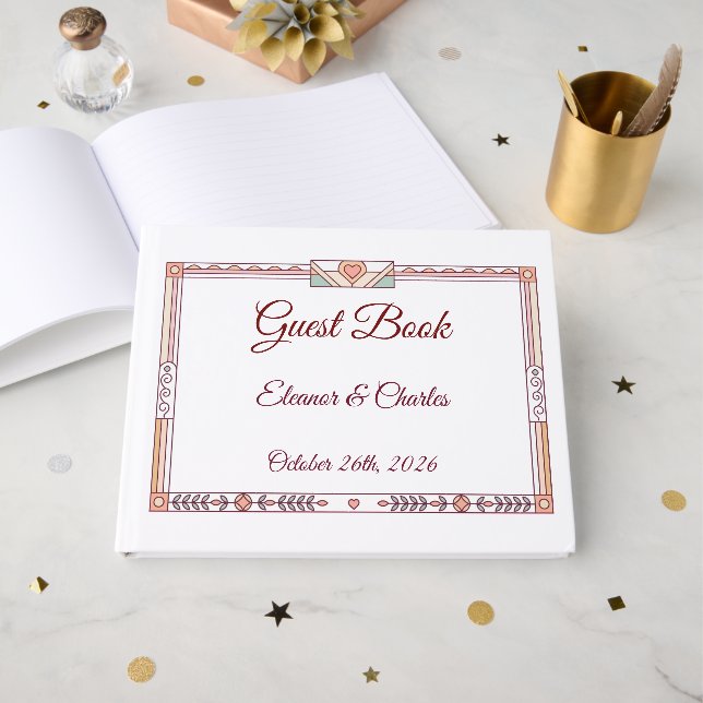 Art Deco Märchenhochzeit Gästebuch (Vorderseite Offen)