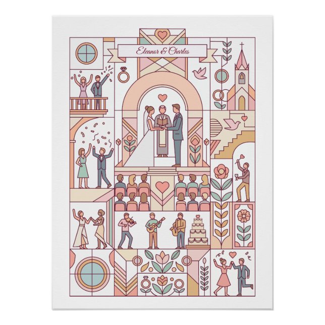 Art Deco Märchenhochzeit Poster (Vorderseite)