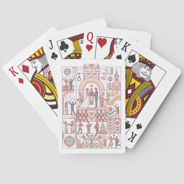Art Deco Märchenhochzeit Spielkarten (Rückseite)
