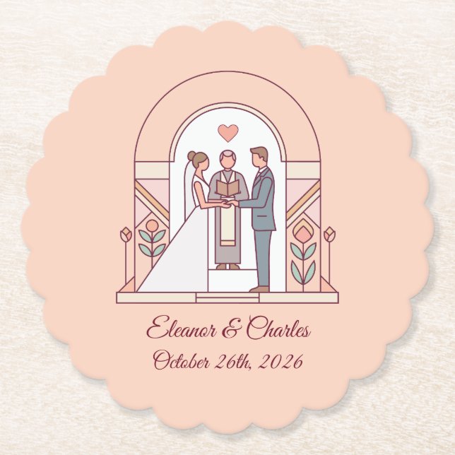 Art Deco Märchenhochzeit Untersetzer (Vorderseite)