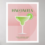 Art Deco Margarita Poster<br><div class="desc">Diese Margarita-Illustration ist Teil der Classic Cocktail Collection. Gezeichnet in einem Art Deko Stil mit den grundlegenden Rezepten für die Erstellung des Cocktails.</div>