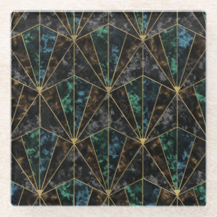 Art-Deco-Marmor: Malachite Luxury Glasuntersetzer