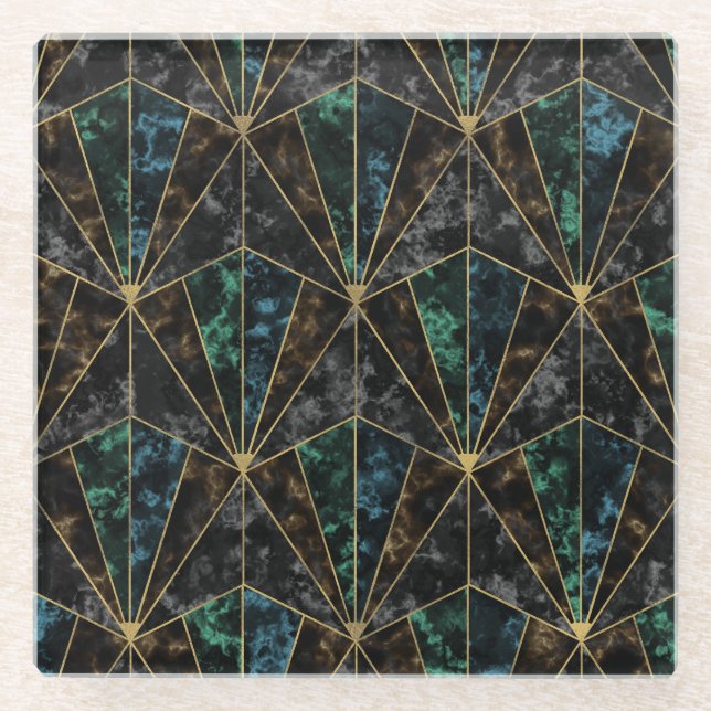 Art-Deco-Marmor: Malachite Luxury Glasuntersetzer (Vorderseite)