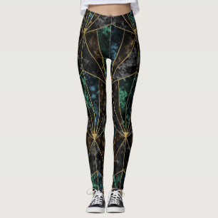 Art-Deco-Marmor: Malachite Luxury Leggings