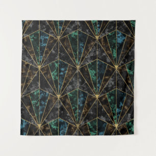 Art-Deco-Marmor: Malachite Luxury Wandteppich