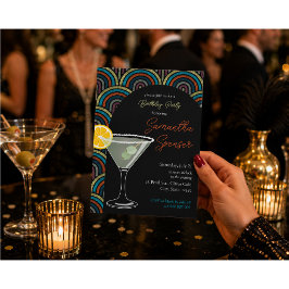 Art Deco Martini Geburtstagseinladung Einladung