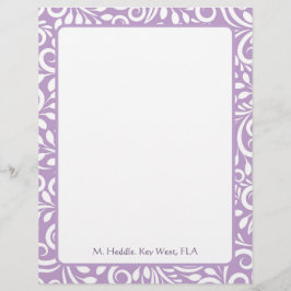 Art Deco Mauve Verziert Personalisiert Letterhead Briefbogen